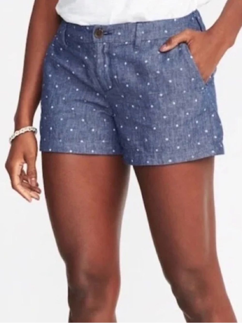 Old Navy Navy Blue Dot Print Jean Shorts
